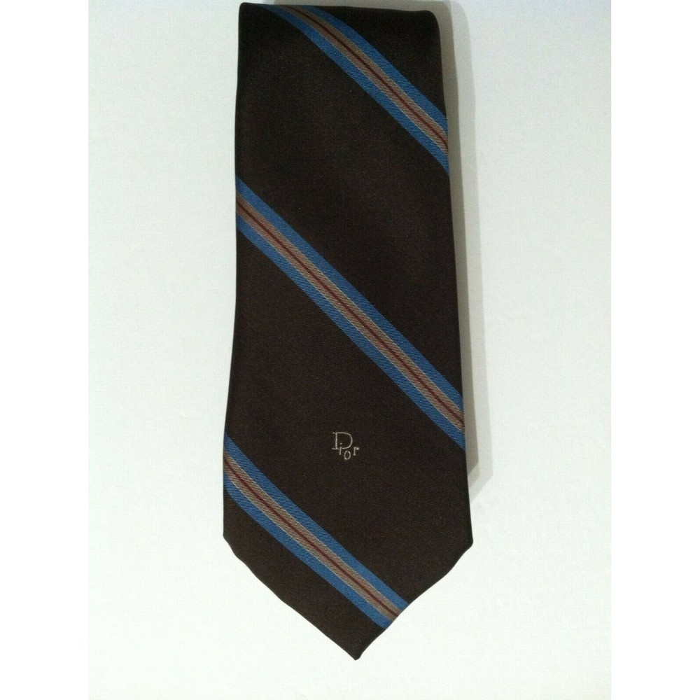 CHRISTIAN DIOR VINTAGE MENS DARK BROWN 95%POLYESTER 5%SILK CLASSIC TIE WIDTH:3" - Picture 2 of 4